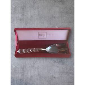 Vtg Mikasa Rousseau Salad Serving Fork Silver Plate with Austrian Crystal Handle